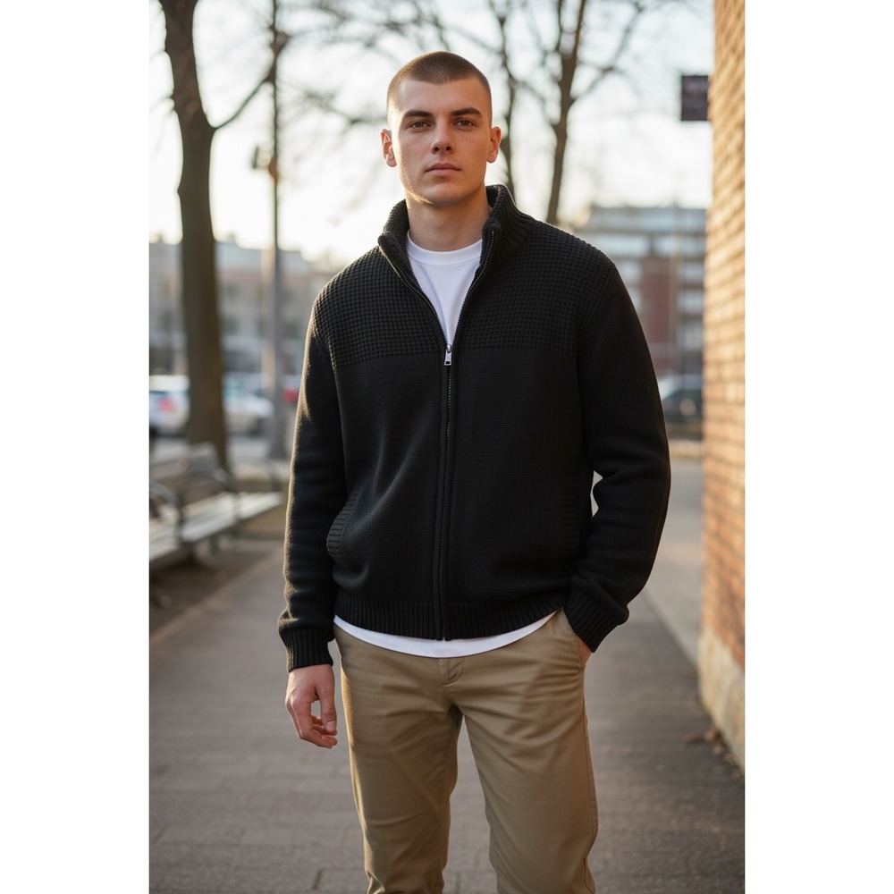 Coleman Sherpa Lined‎ Knit Full Zip Jacket Mens Size Large Black Outdoor COMFORT